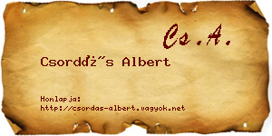 Csordás Albert névjegykártya